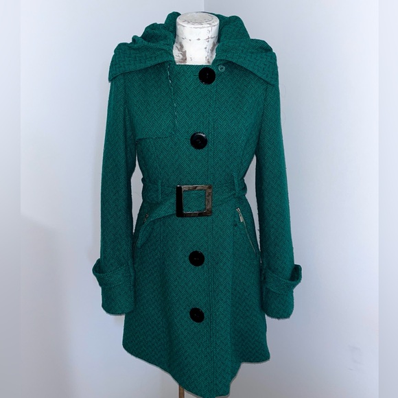 Wool Blend Trench Tweed Dress Coat - Picture 2 of 9